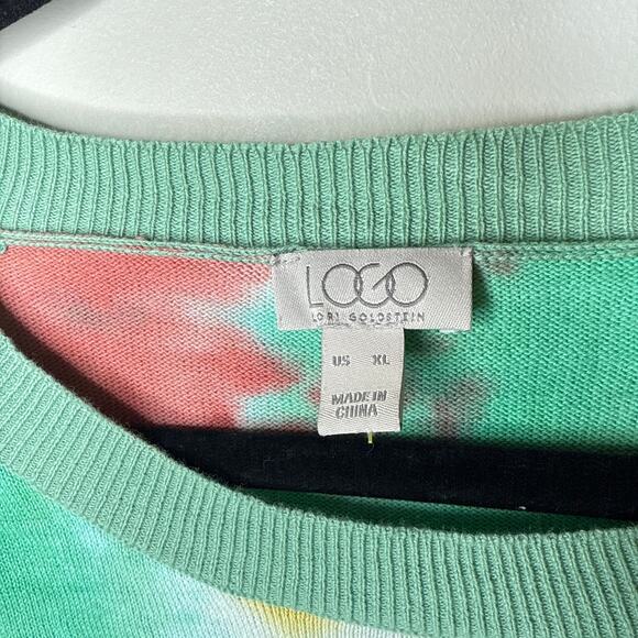 LOGO by Lori Goldstein‎ Charlie Hand Tie-Dyed High-Low Sweater XL Raglan Sleeve - Picture 6 of 8